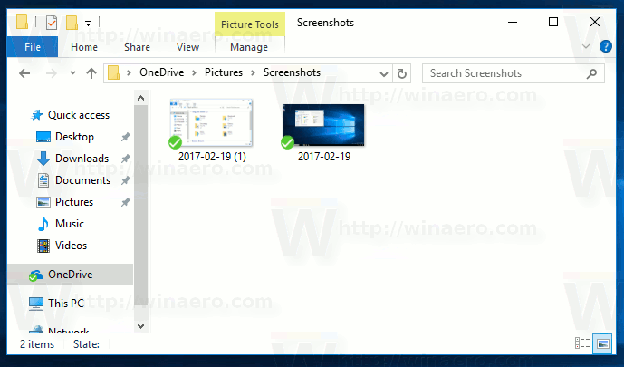 Screenshots Saved In OneDrive In Windows 10