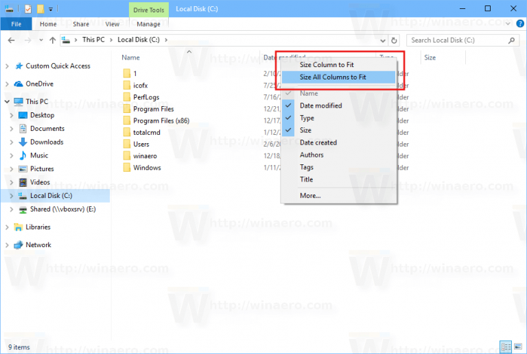 Size All Columns To Fit In File Explorer In Windows 10