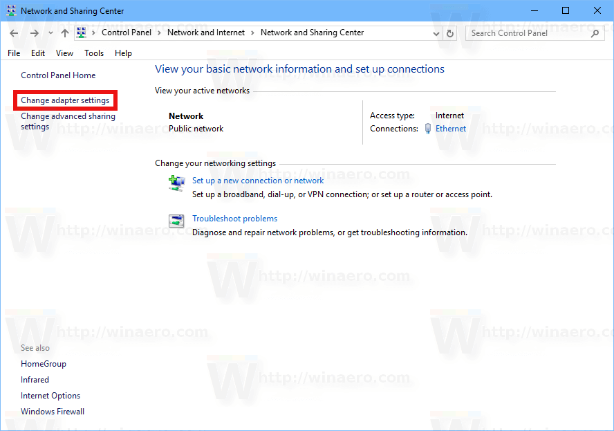 Windows 10 Изменить ссылку на сетевой адаптер