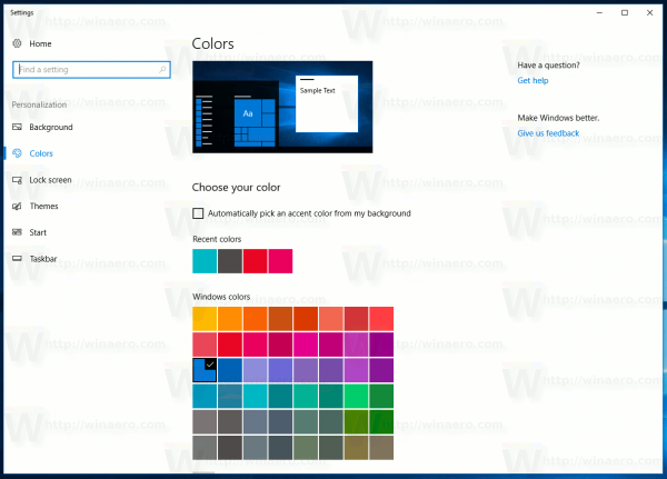 Windows 10 Creators Update Colors