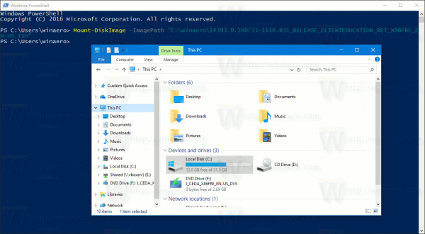 Монтирование ISO-образа Windows 10 с помощью PowerShell