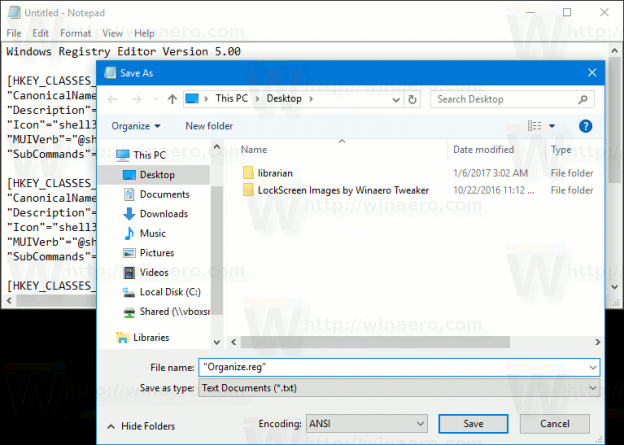 Add Organize Context Menu in Windows 10