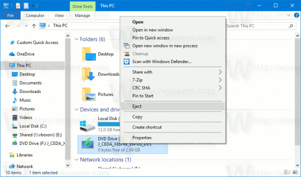 Windows 10 Unmount ISO With File Explorer