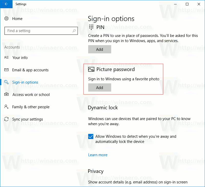 Windows 10 Add Picture Password
