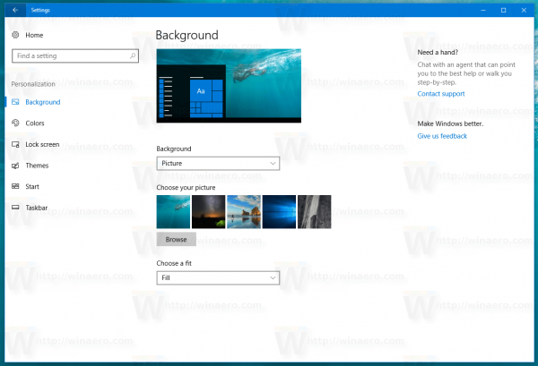 Windows 10 Смена обоев