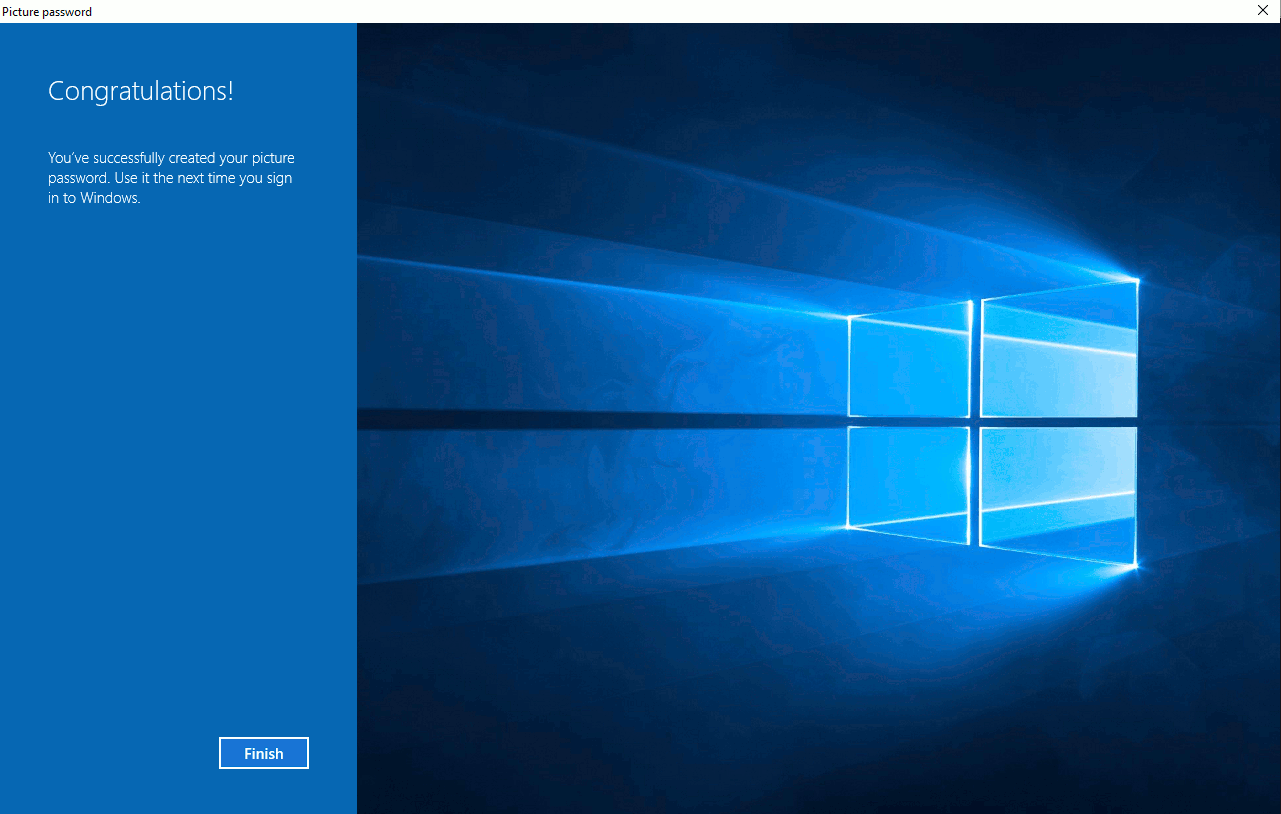 Жесты подтверждения пароля с изображением Windows 10 2