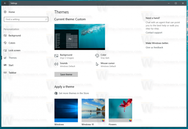 Windows 10 Themes Page