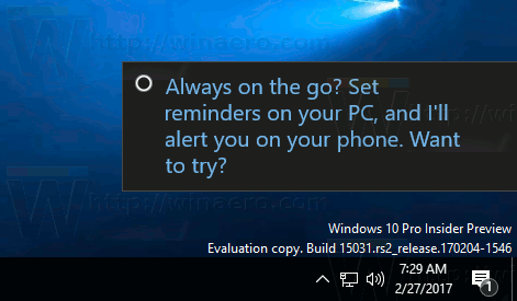 Пример всплывающего уведомления Windows 10
