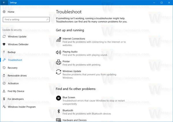Windows 10 Troubleshoot Page In Settings