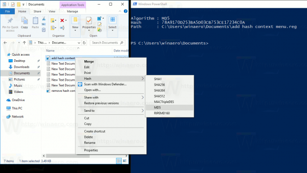 Add File Hash Context Menu In Windows 10