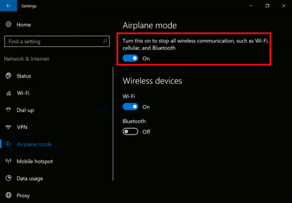 Ariplane Mode Settings