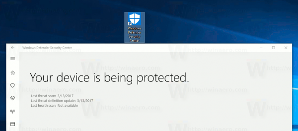 Create Windows Defender Security Center Shortcut In Windows 10