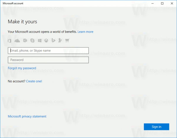 Enter Microsoft Account Details