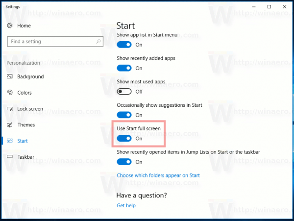 Make Windows 10 Start Menu Full Screen
