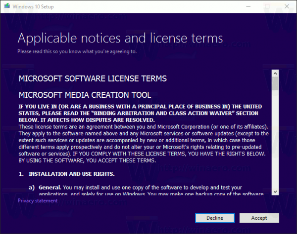 Media Creation Tool License