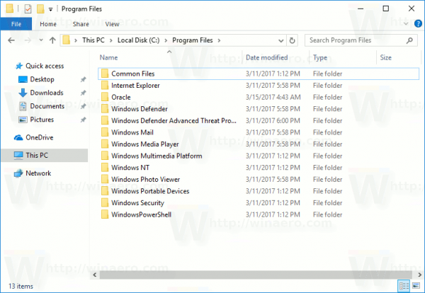 Program Files Folder In Windows 10