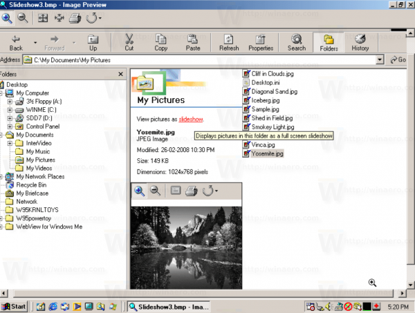 Slide Show In Windows ME