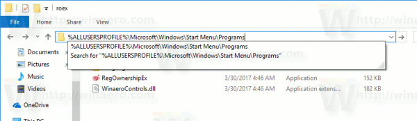 Start Menu Paste Path For All Users