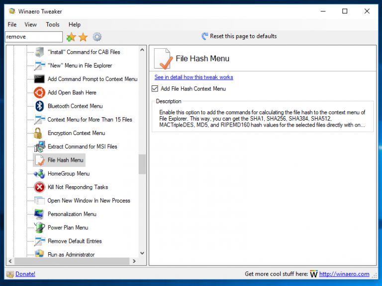 Add File Hash Context Menu in Windows 10