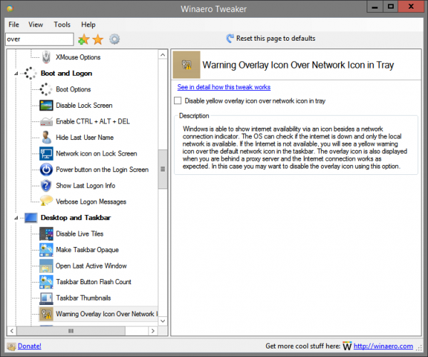 Winaero Tweaker Network Overlay
