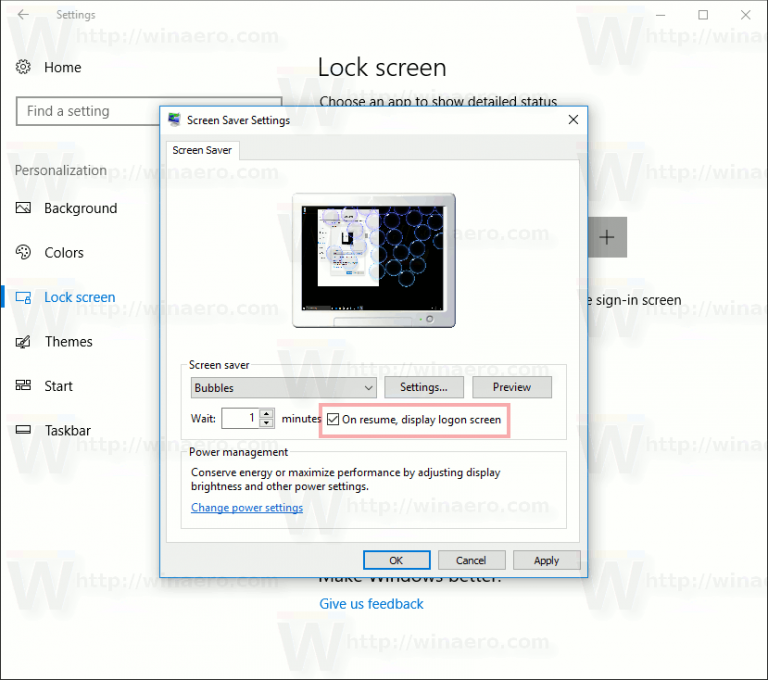 Enable Screen Saver Password Protection in Windows 10