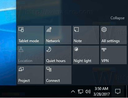 Windows 10 All Quick Action Buttons