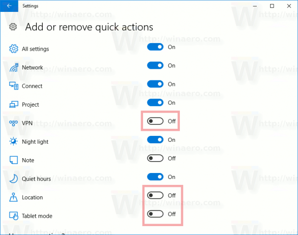 Windows 10 Customize Quick Action Buttons