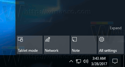 Windows 10 Default Quick Action Buttons
