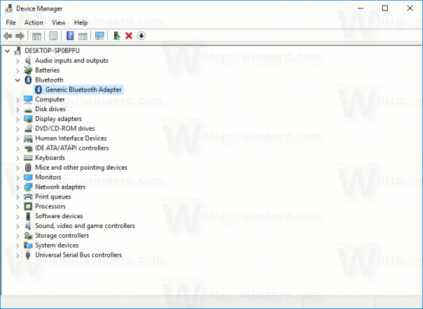 Windows 10 Device Manager Bluetooth