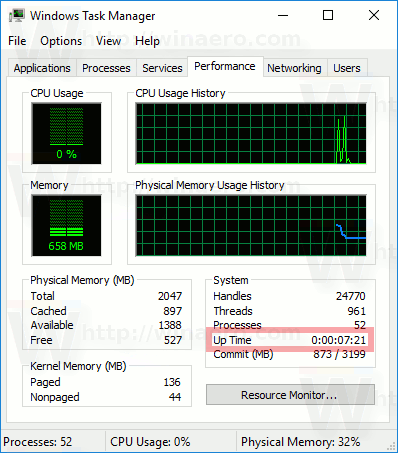 Windows 10 Find Uptime In Classic Task Manager