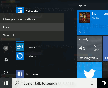 Windows 10 Lock Screen From User Icon