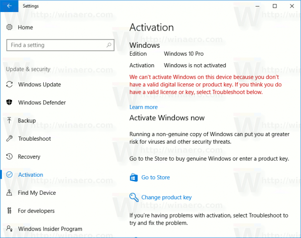 Windows 10 Not Activated