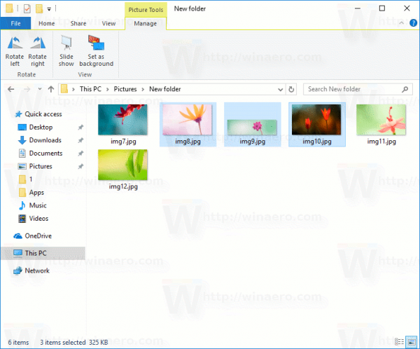 Windows 10 Выберите несколько изображений