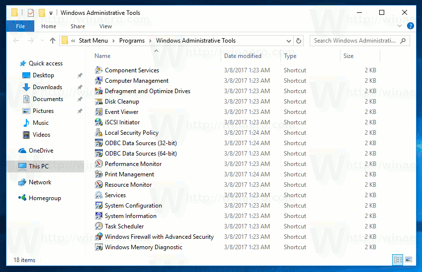 administrative tools for windows 10