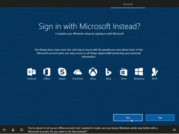 Install Windows 10 Creators Update Without Microsoft Account