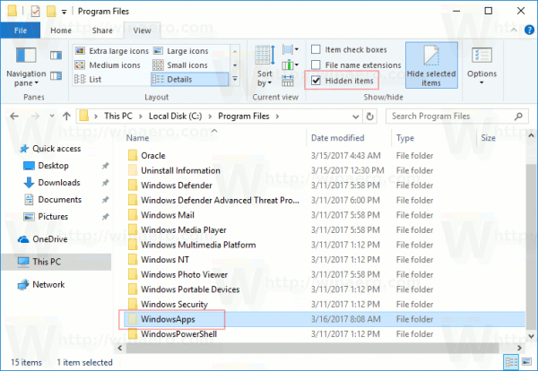 Make WindowsApps Visible In Windows 10