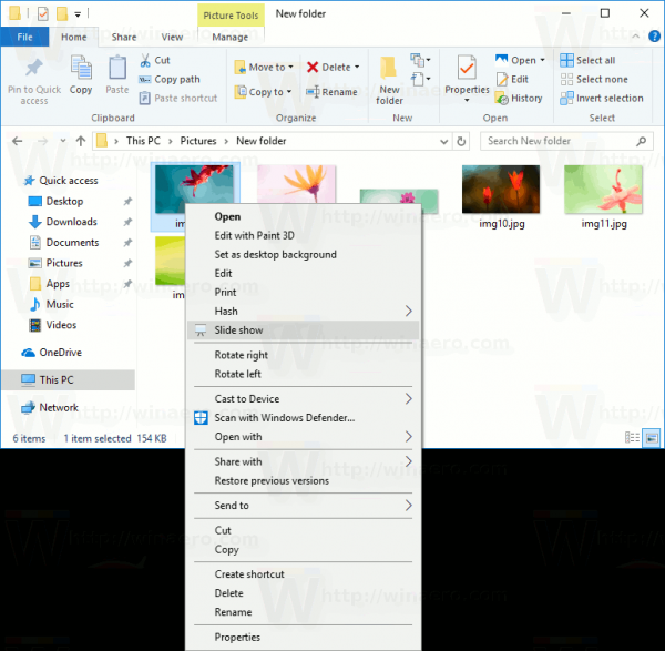 Slide Show Context Menu In Action