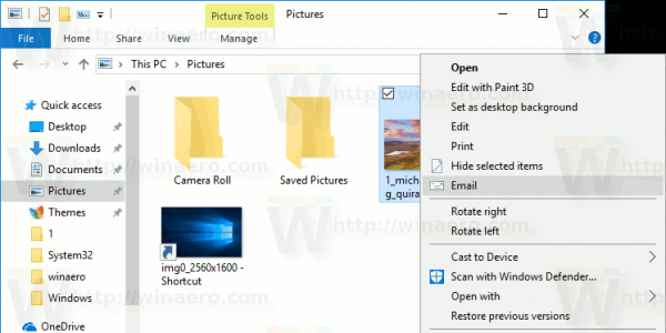 Add Email Context Menu Windows 10