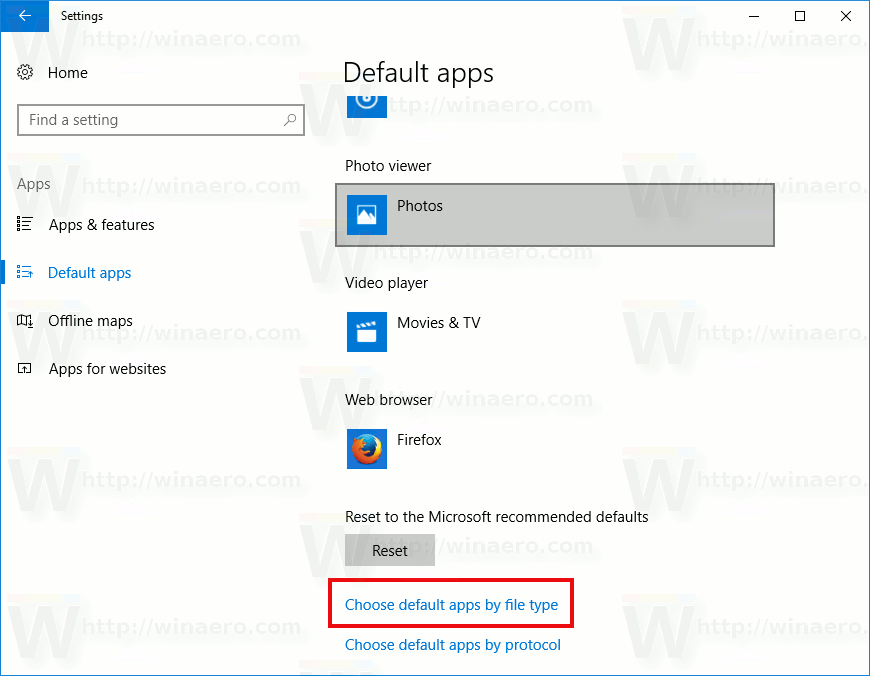 Choose Default Apps By File Type