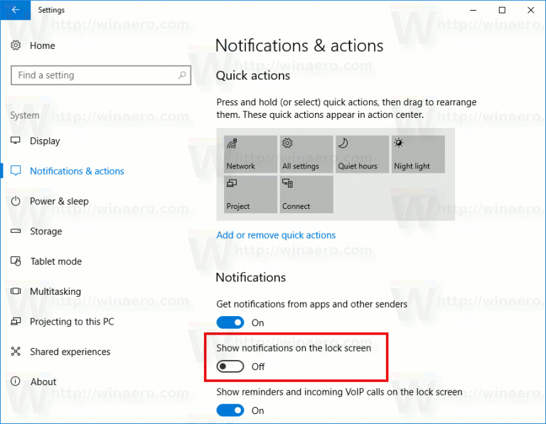 Disable App Notifications on Lock Screen in Windows 10