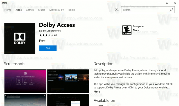 Dolby access windows 10 что это