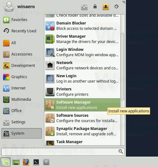 Mint Menu Software Manager