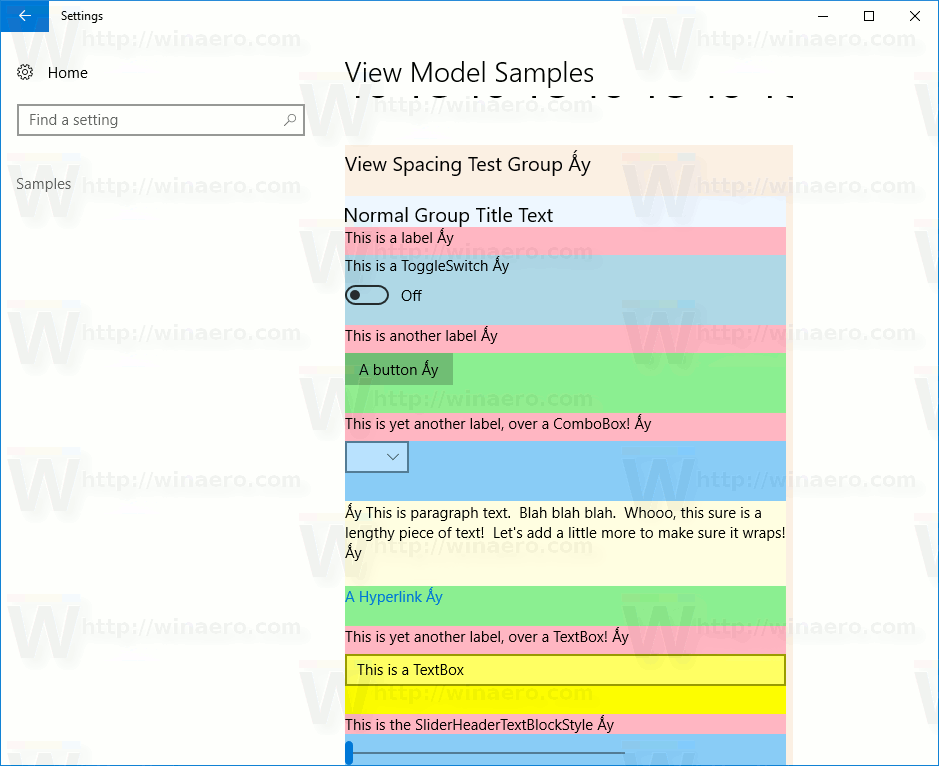 Enable Samples Page in Settings in Windows 10