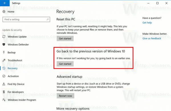 Uninstall Windows 10 Creators Update