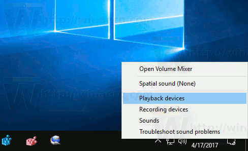 Volume Icon Context Menu