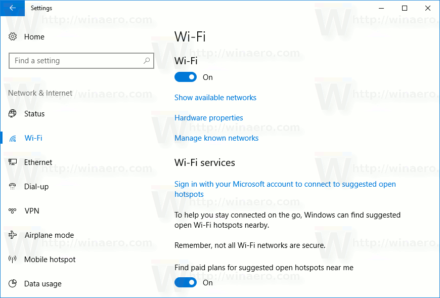windows 10 no wifi option in settings