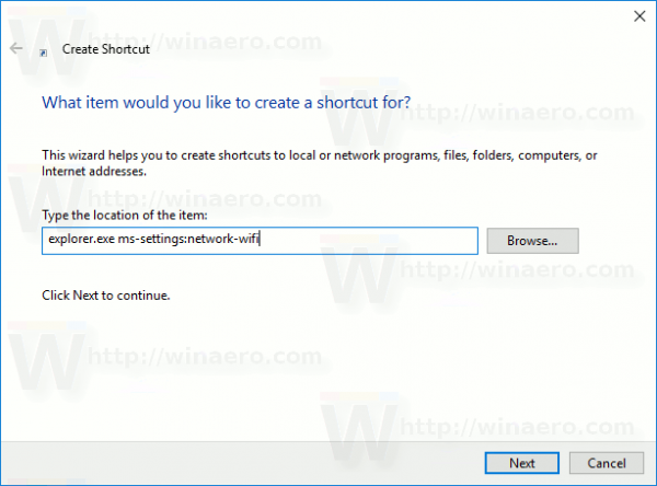 Wifi Settings Create Shortcut Windows 10