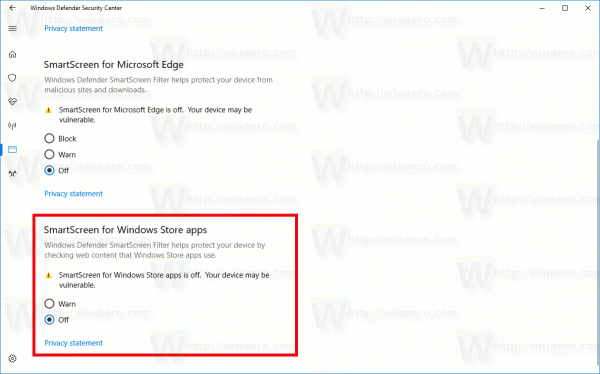 Windows 10 Отключить SmartScreen для приложений из магазина