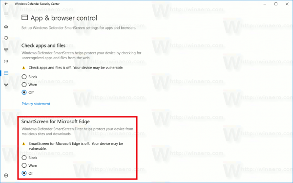 Windows 10 Disable SmartScreen For Edge