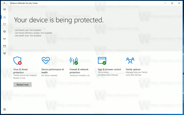 Windows 10 Security Center